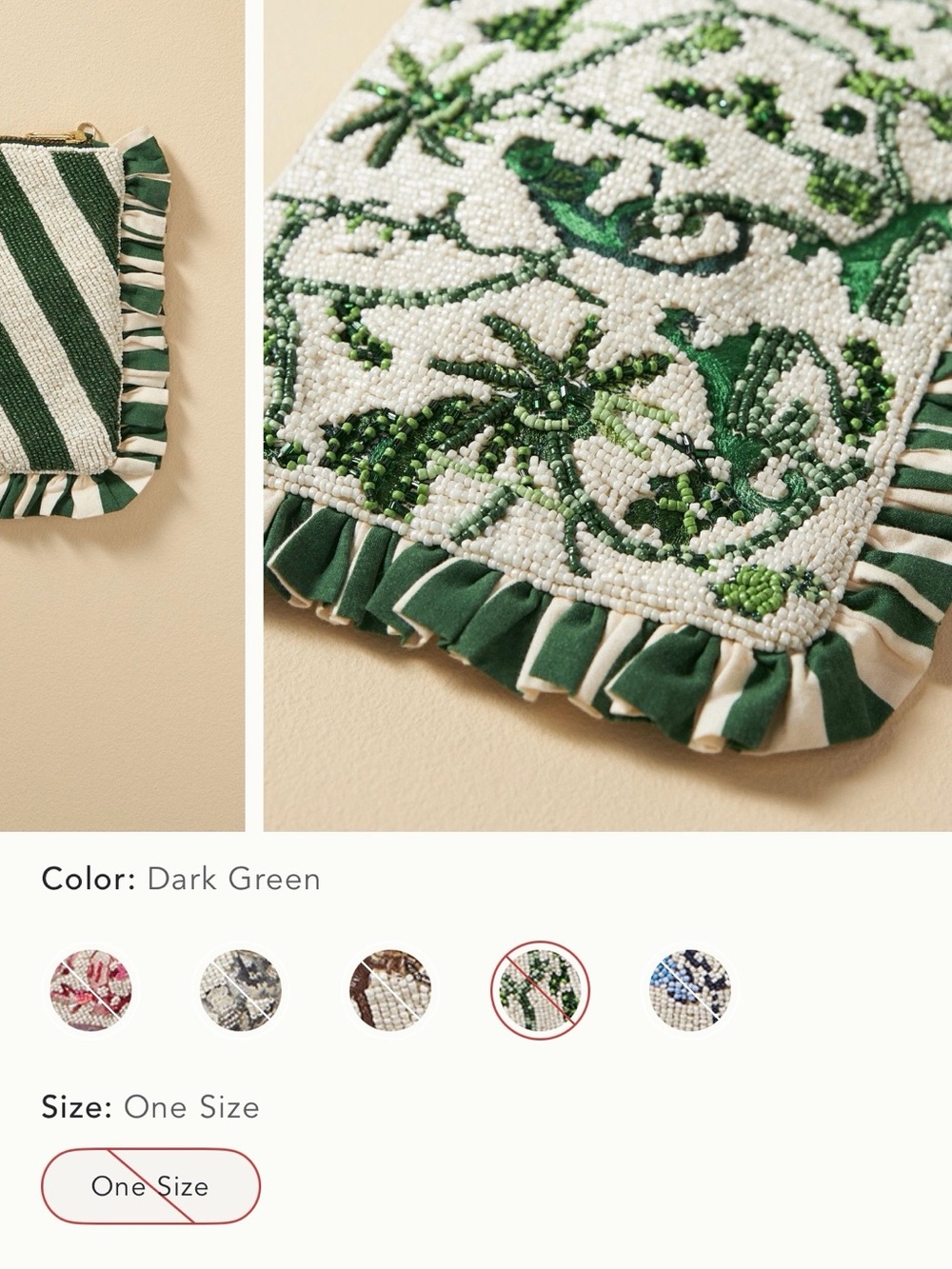 Anthropologie beaded toile clutch in dark green - Picture 4 of 4